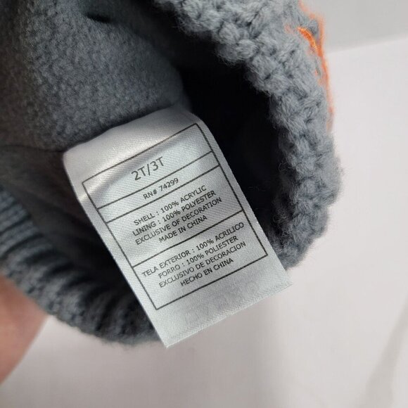 Snozu Toddler‎ Boys Kids Fleece Lined Knit Beanie Winter Hat Orange Gray 2T/3T - Picture 4 of 5